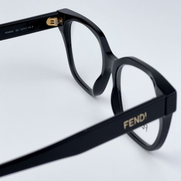 Fendi FE50055I BOLD 001 BRAND NEW Eyeglasses Shiny Black Unisex Geometric - Picture 9 of 10